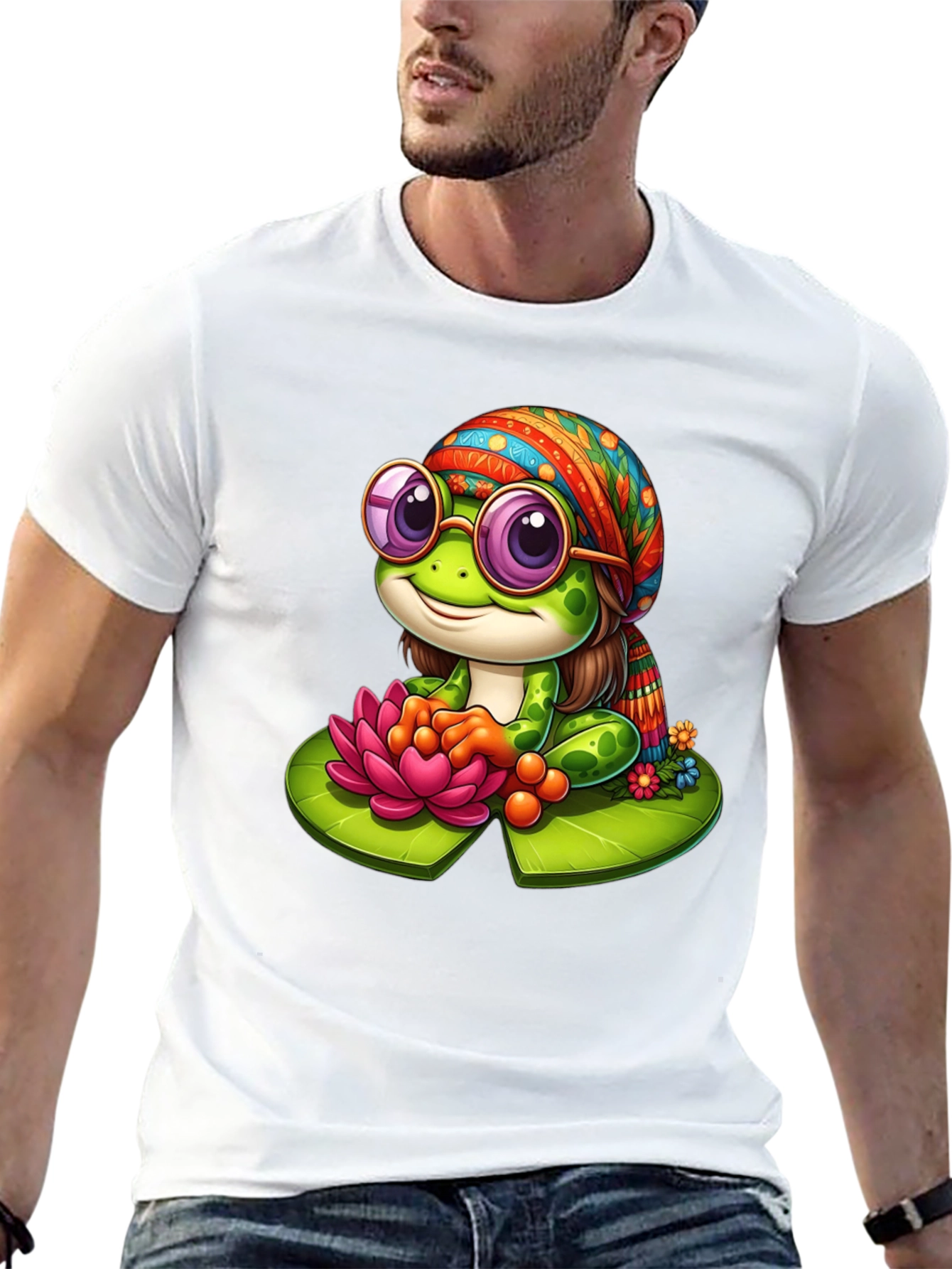 Hippie Frog T-Shirt - Cute Cartoon Tee