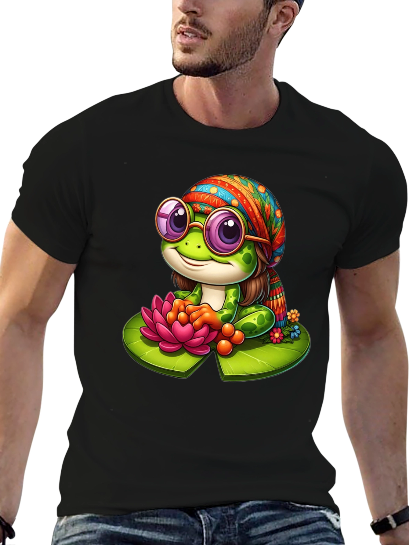 Hippie Frog T-Shirt - Cute Cartoon Tee
