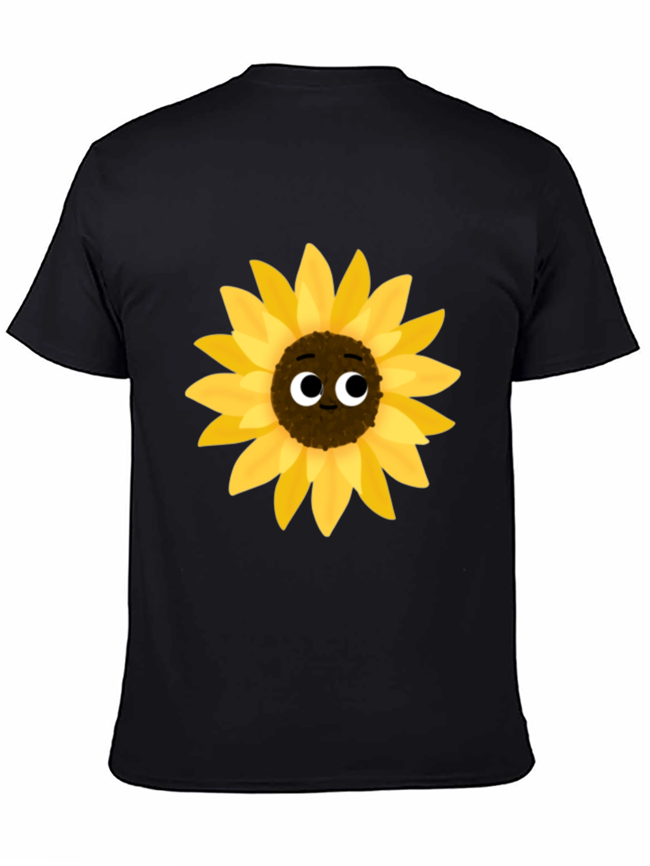 Sunflower Cartoon Graphic Black T-Shirt