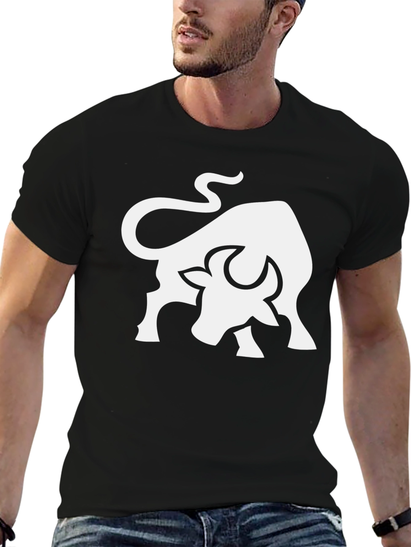 Bull Graphic Tee - Black Cotton Blend