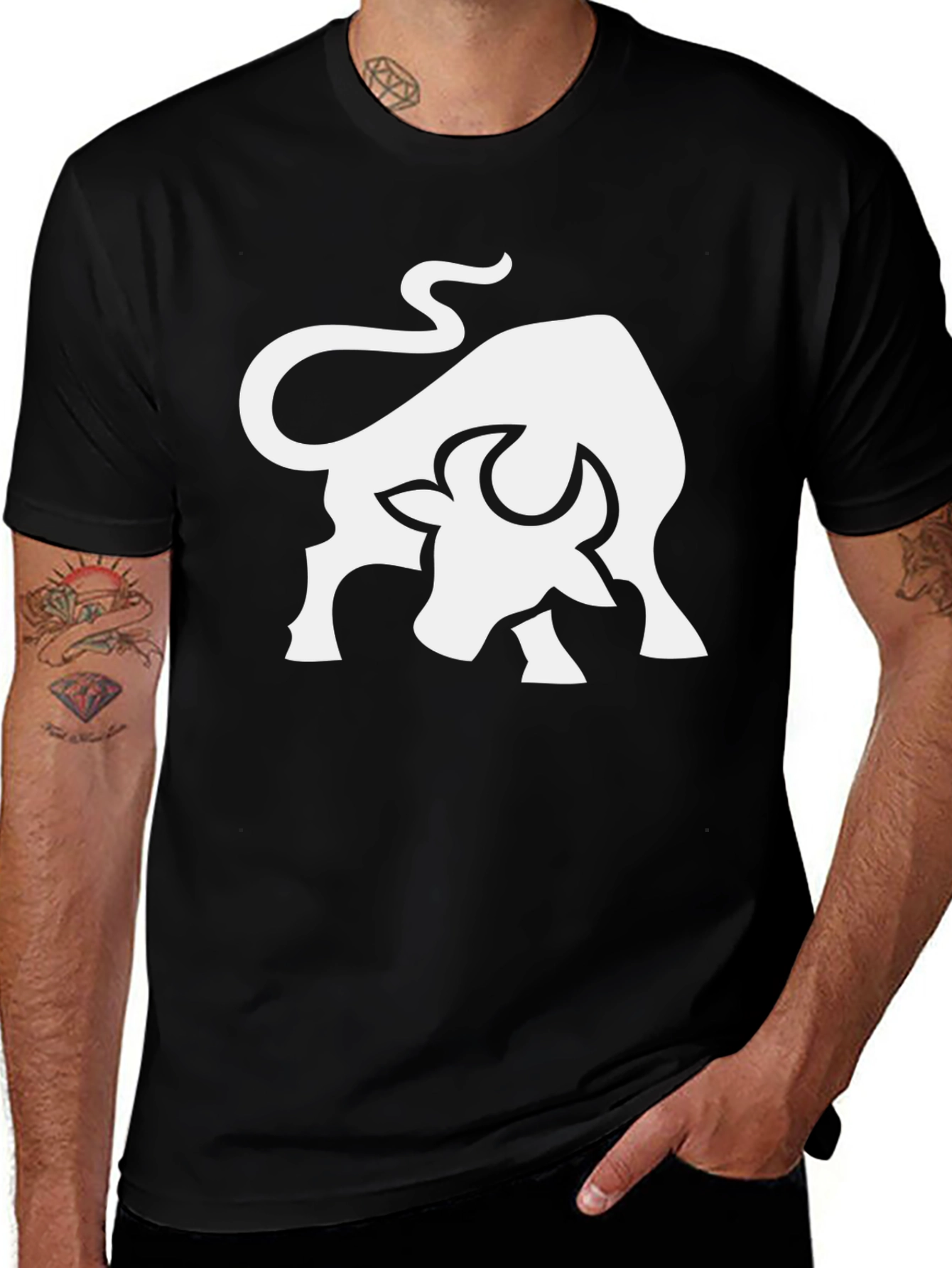 Bull Graphic Tee - Black Cotton Blend