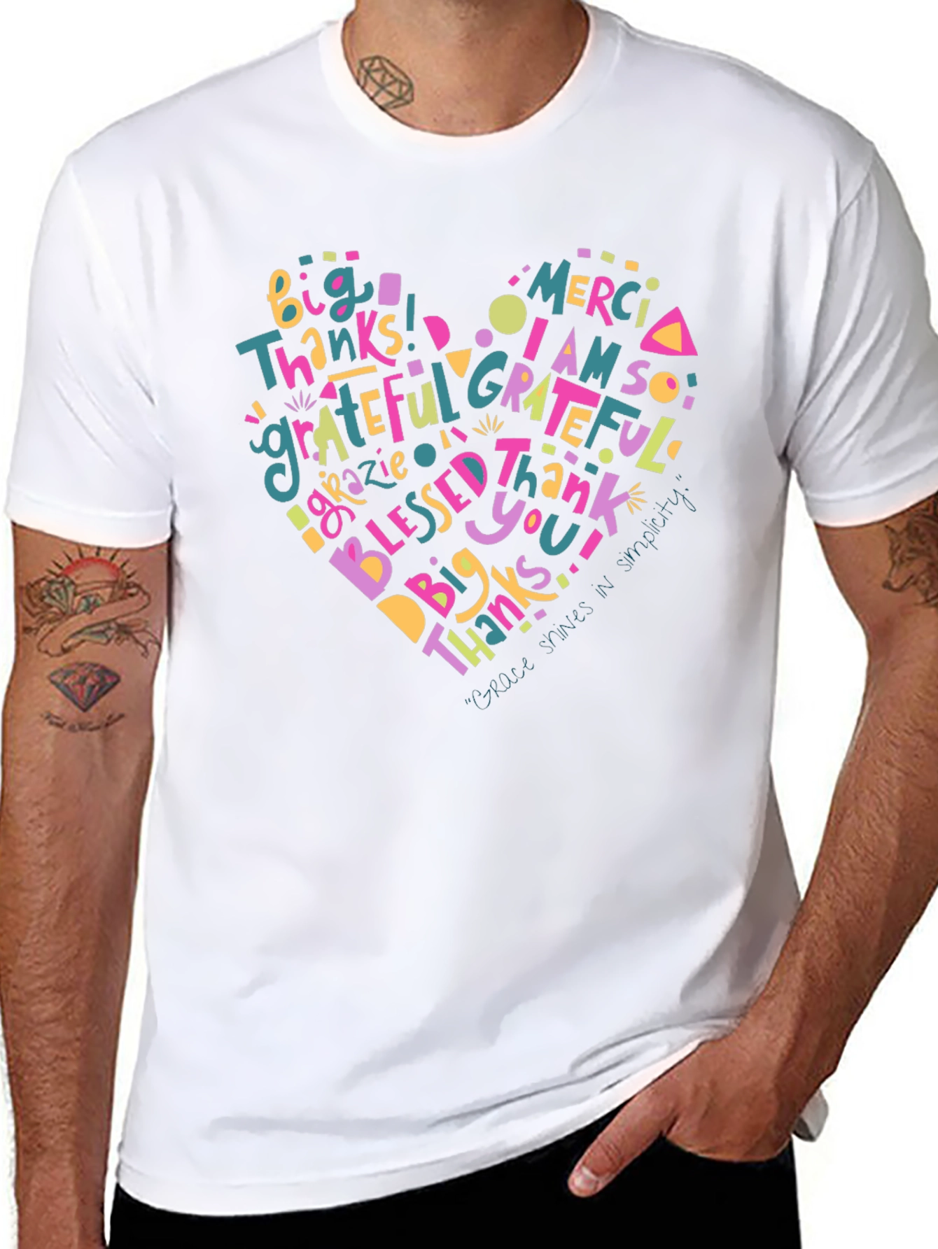 Grateful Heart Graphic Print Black T-Shirt