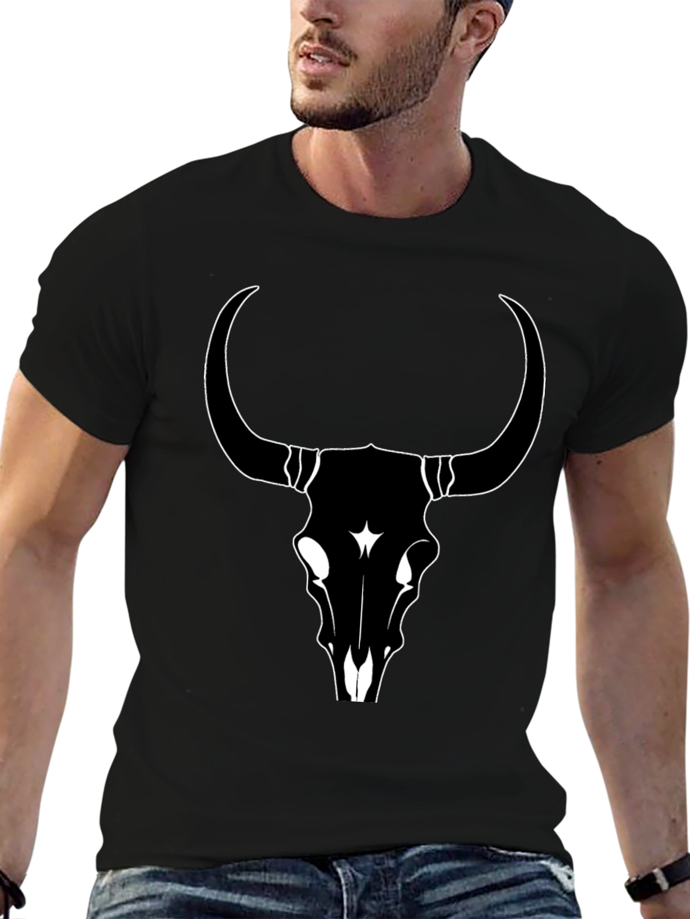 Black Bull Skull Graphic Tee