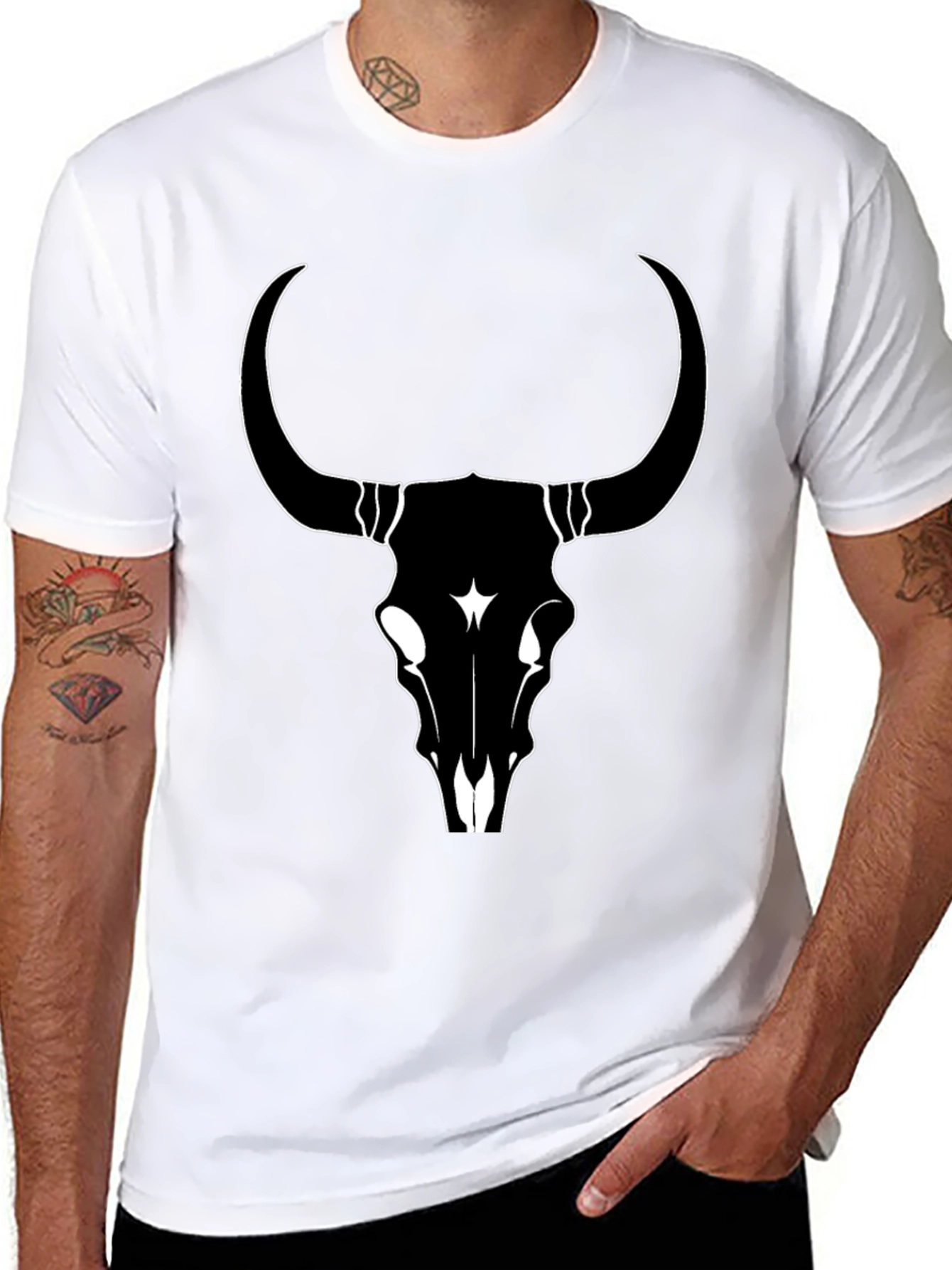 Black Bull Skull Graphic Tee