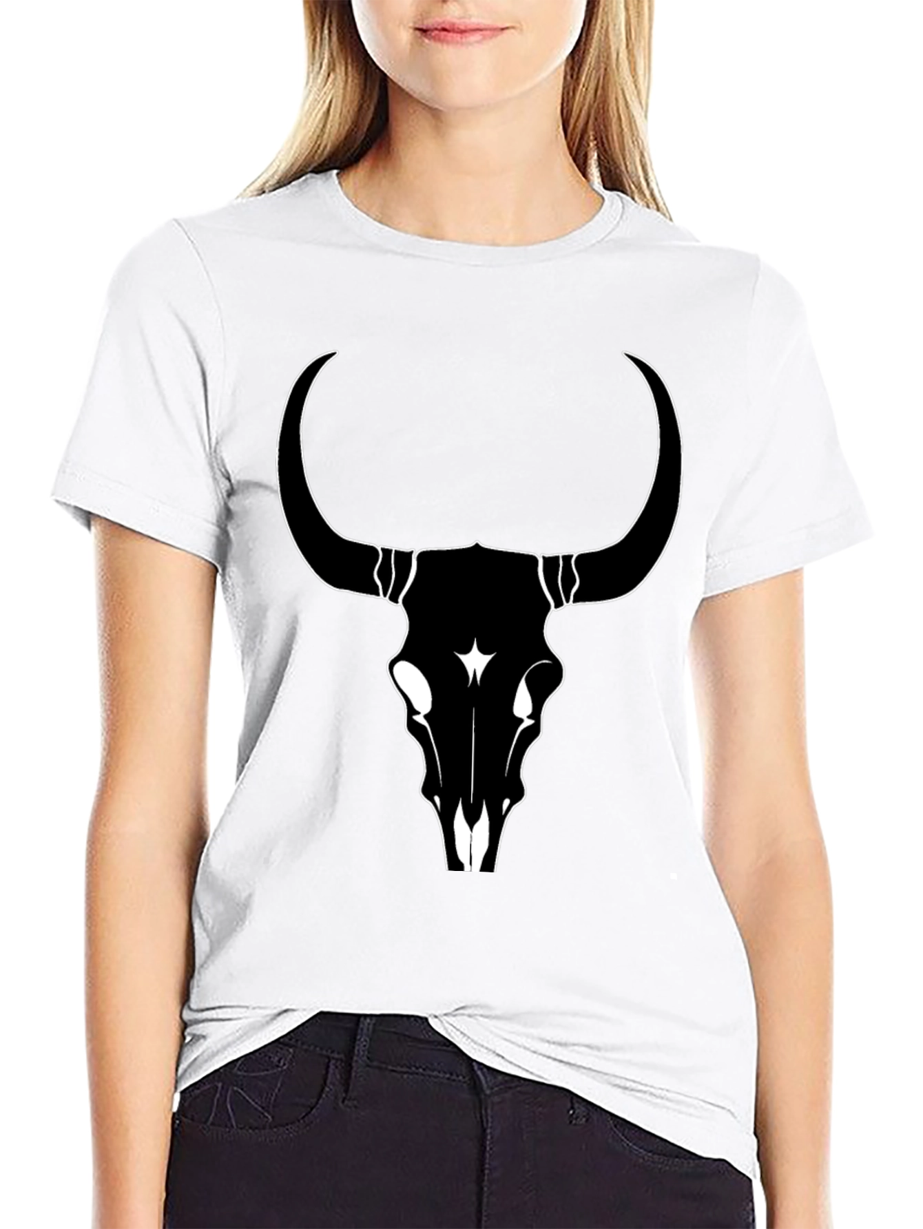 Black Bull Skull Graphic Tee
