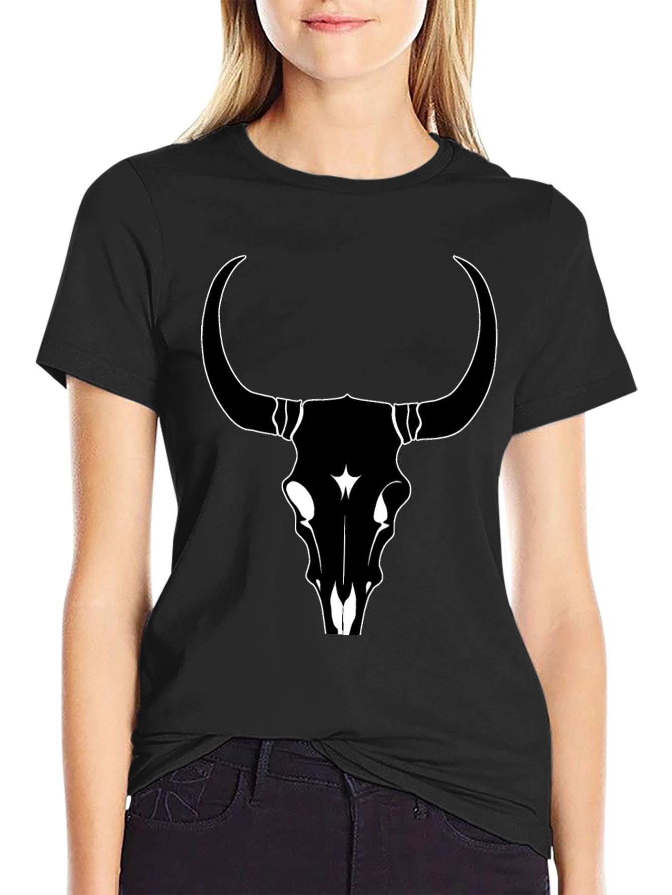 Black Bull Skull Graphic Tee