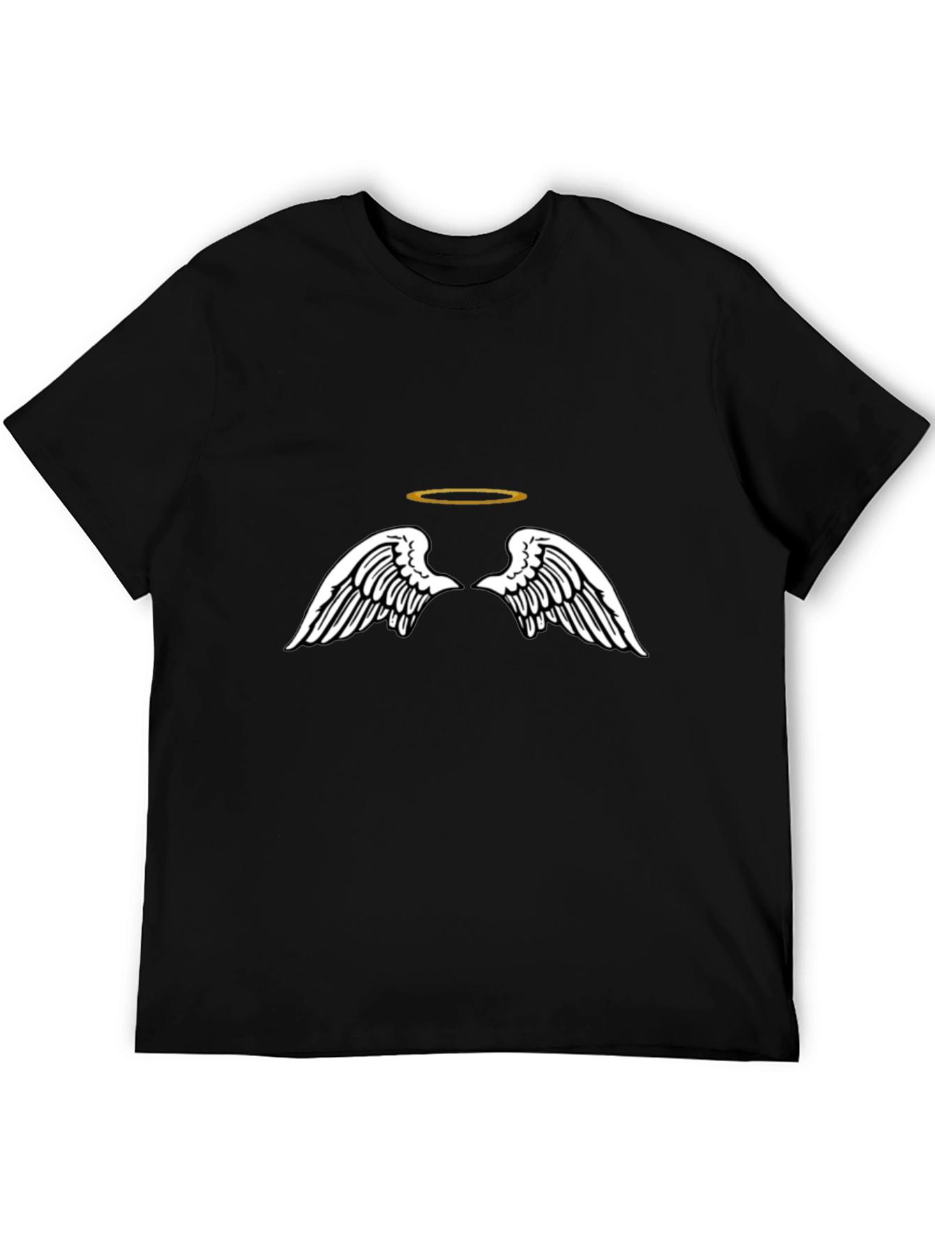 Angel Wings & Halo Graphic Black T-Shirt