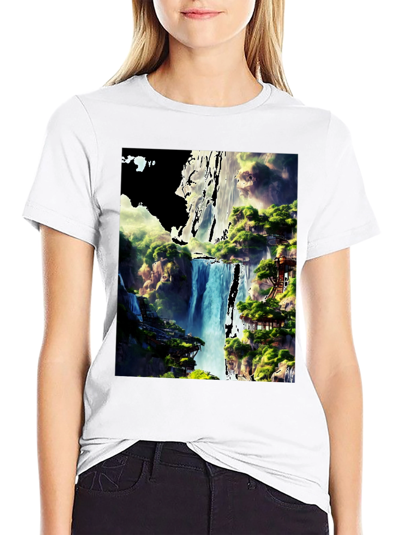 Waterfall Vista Graphic Tee - Nature Lovers T-Shirt