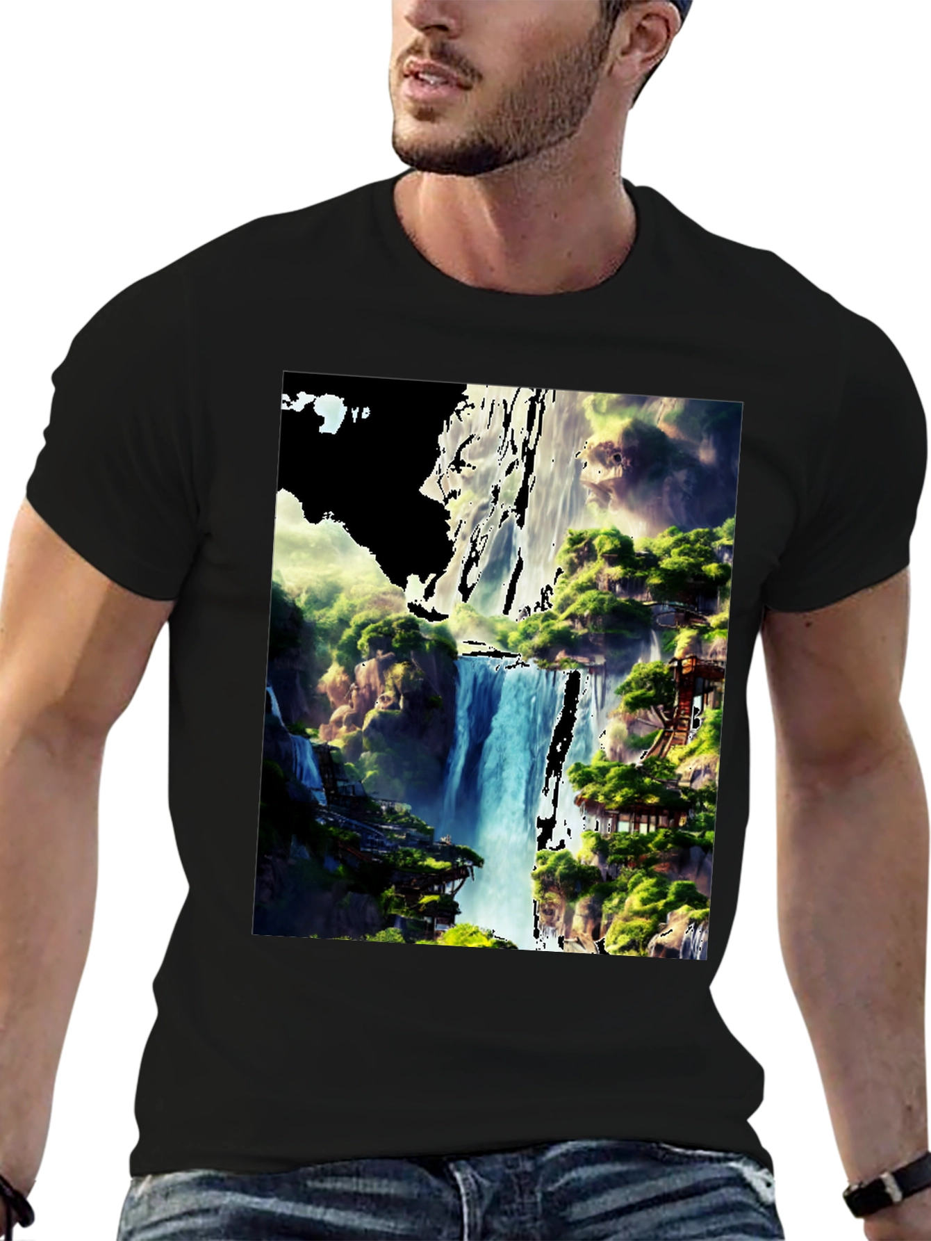 Waterfall Vista Graphic Tee - Nature Lovers T-Shirt
