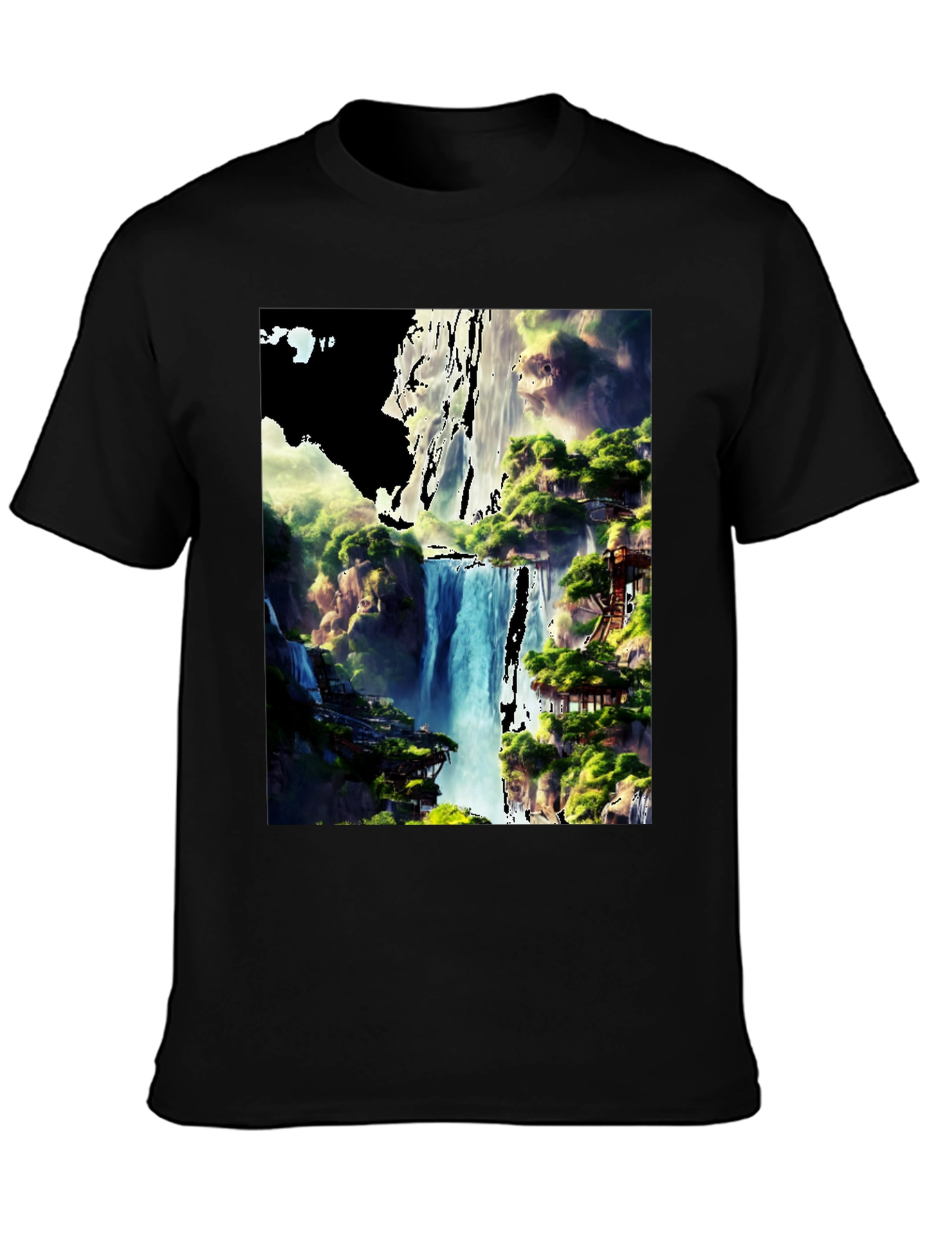Waterfall Vista Graphic Tee - Nature Lovers T-Shirt