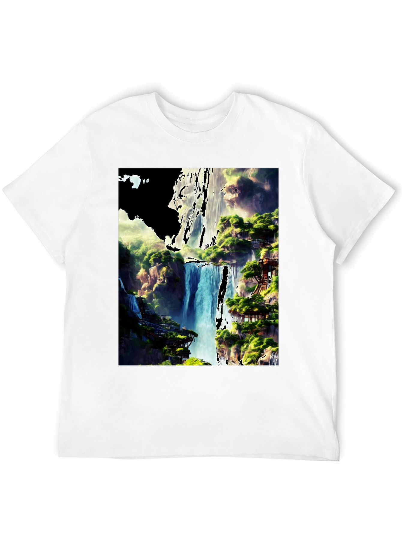 Waterfall Vista Graphic Tee - Nature Lovers T-Shirt