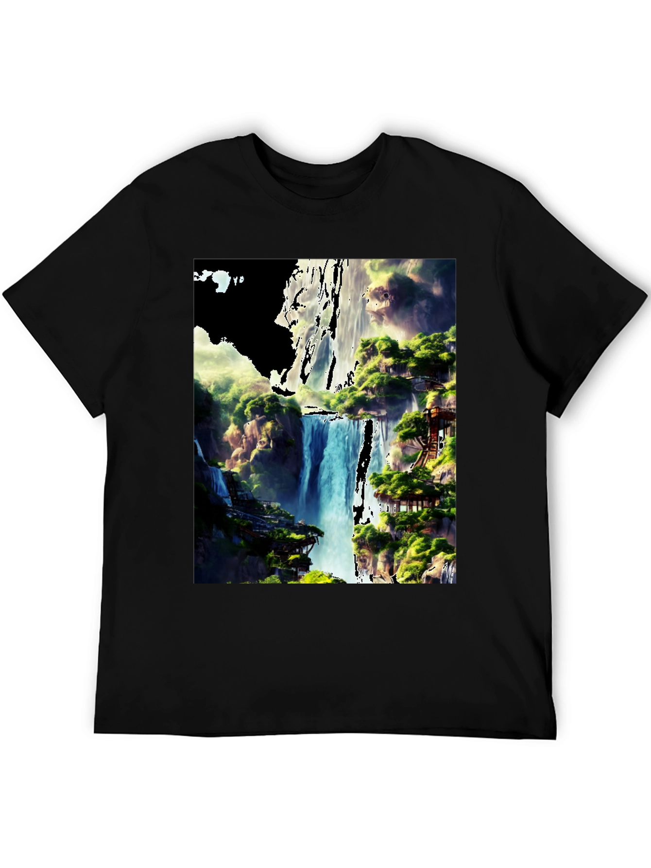 Waterfall Vista Graphic Tee - Nature Lovers T-Shirt