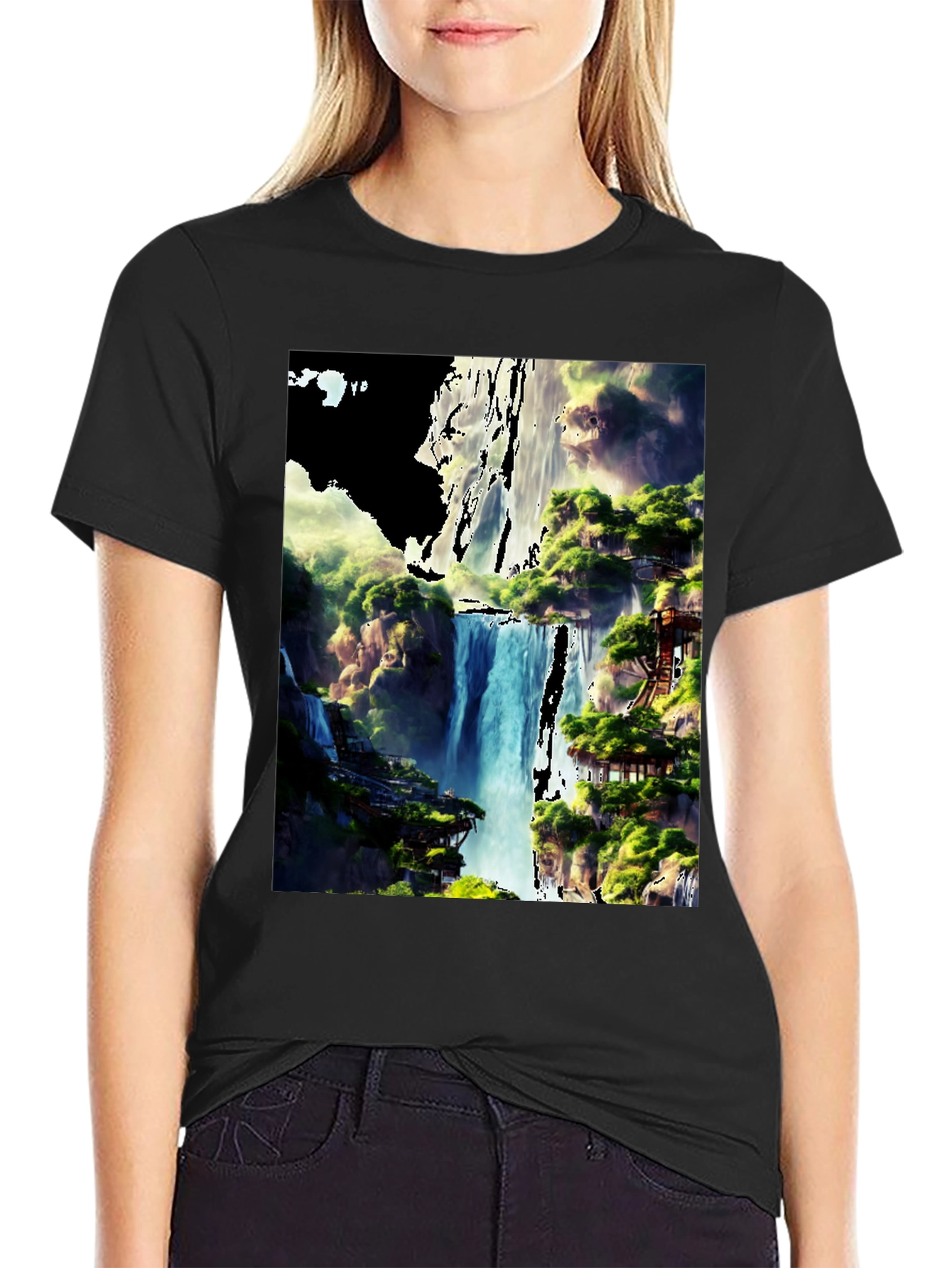 Waterfall Vista Graphic Tee - Nature Lovers T-Shirt