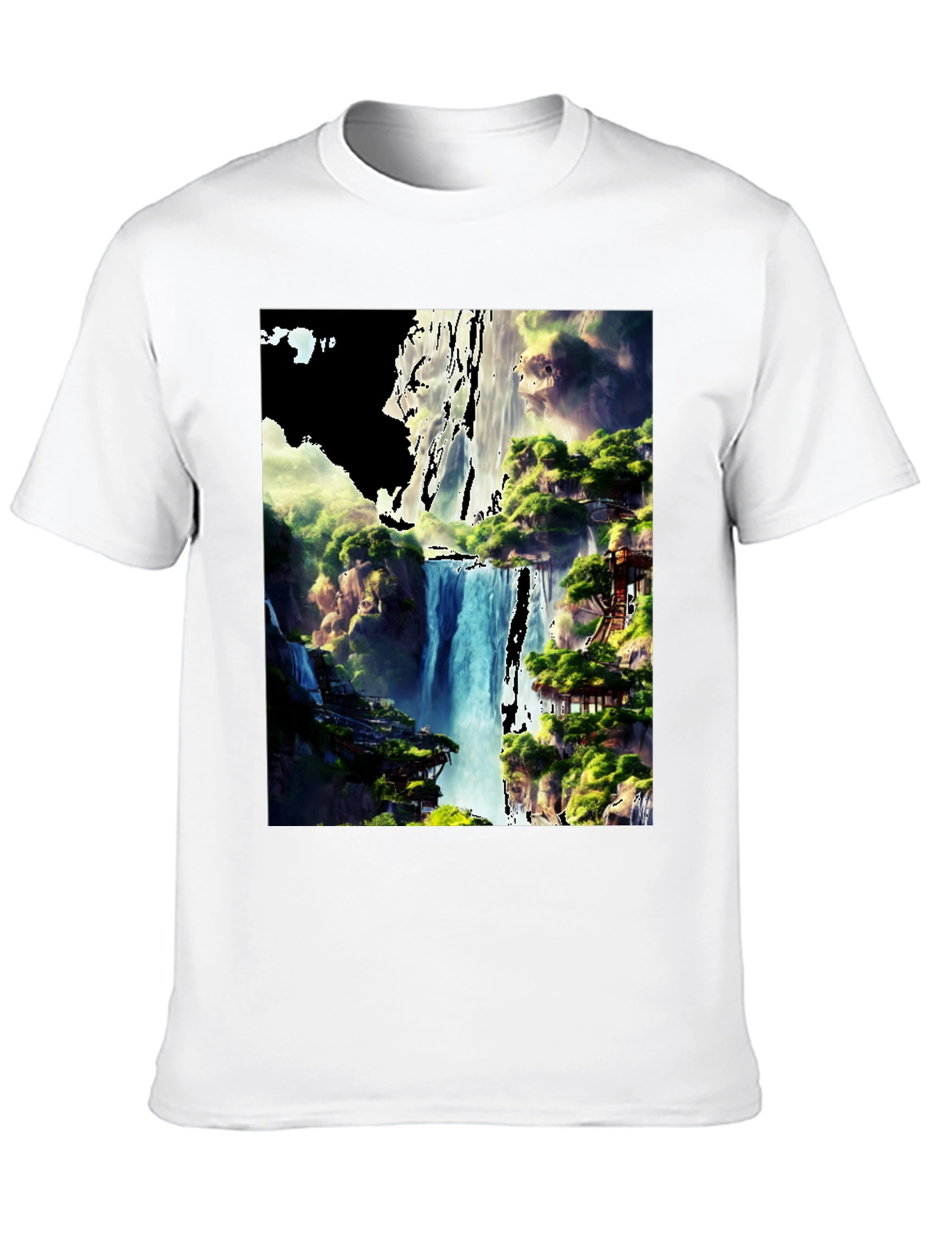 Waterfall Vista Graphic Tee - Nature Lovers T-Shirt