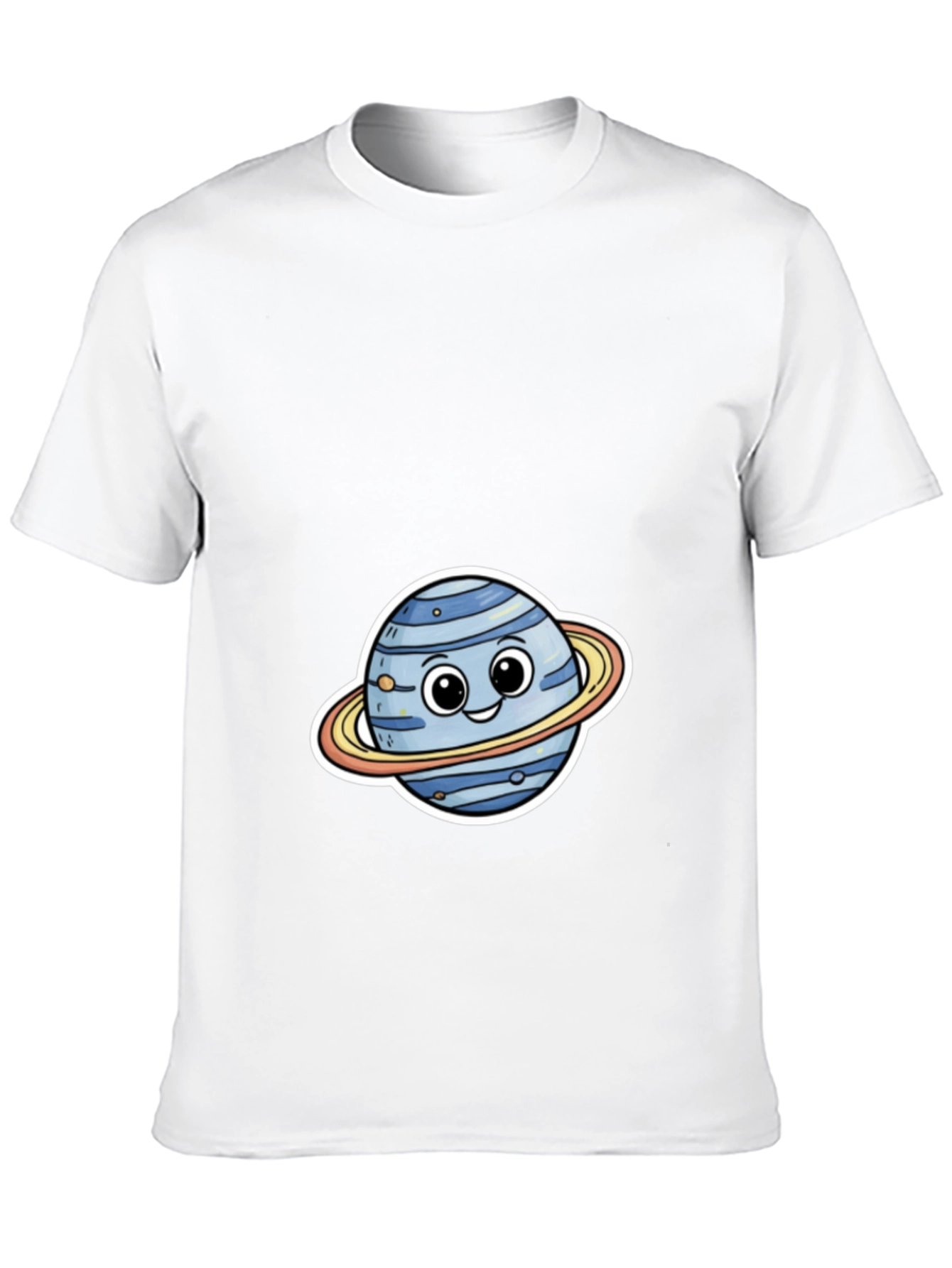 Cute Planet Cartoon Graphic Tee - Black