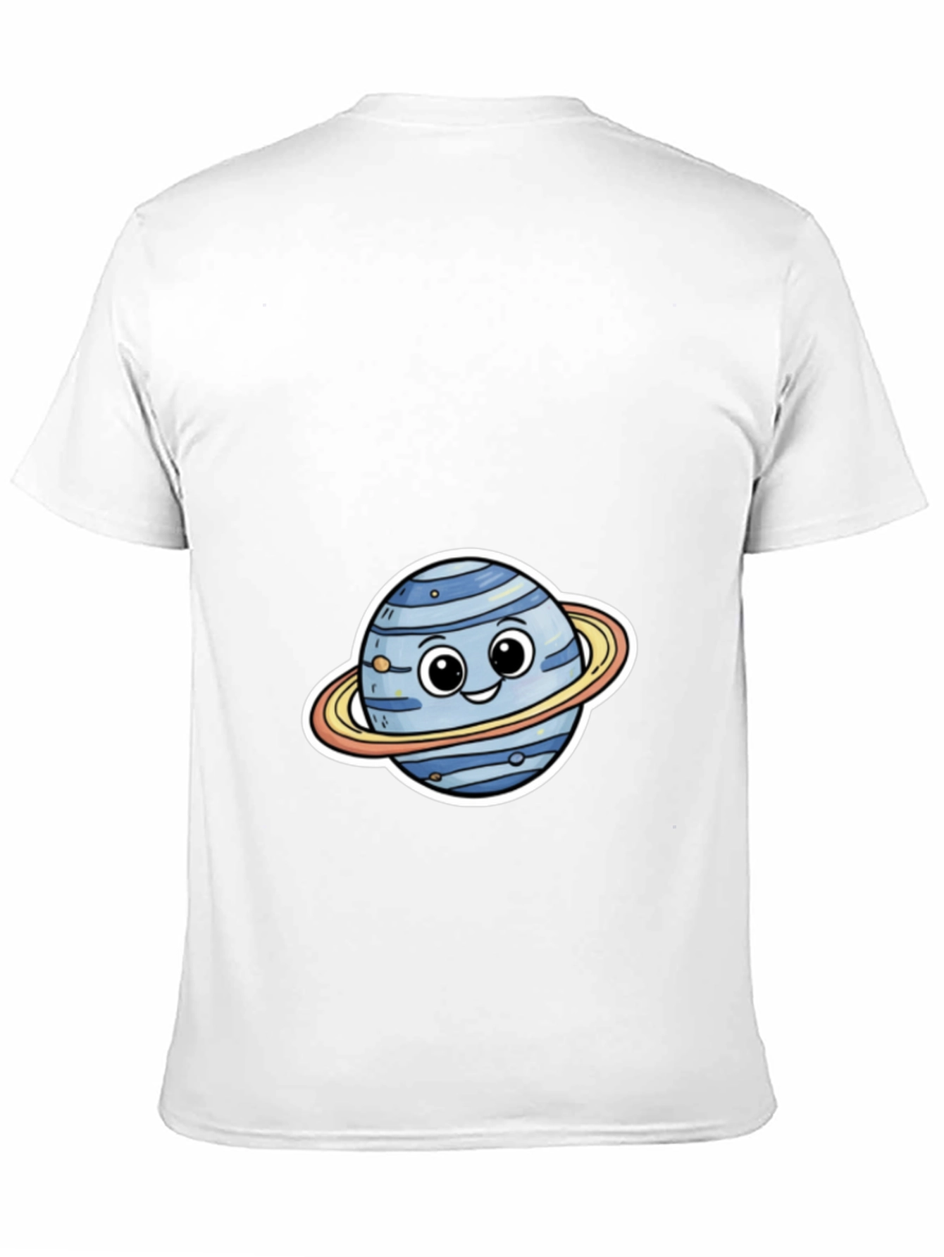 Cute Planet Cartoon Graphic Tee - Black