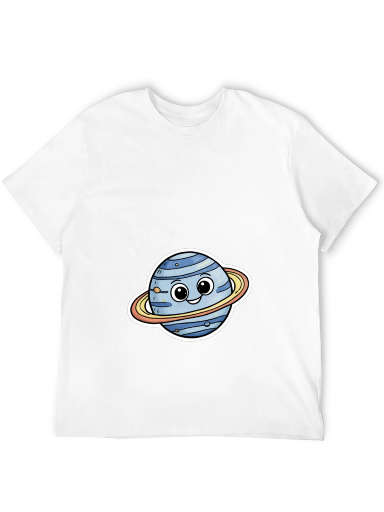 Cute Planet Cartoon Graphic Tee - Black