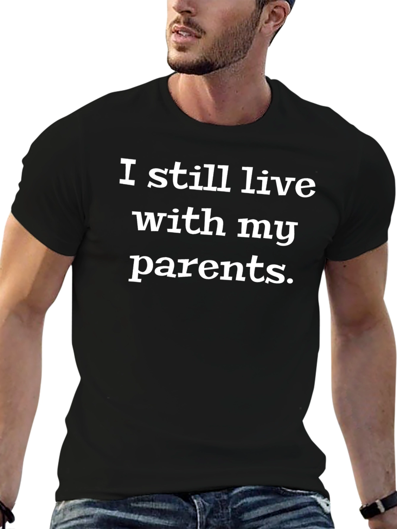I Still Live With My Parents Black Tee