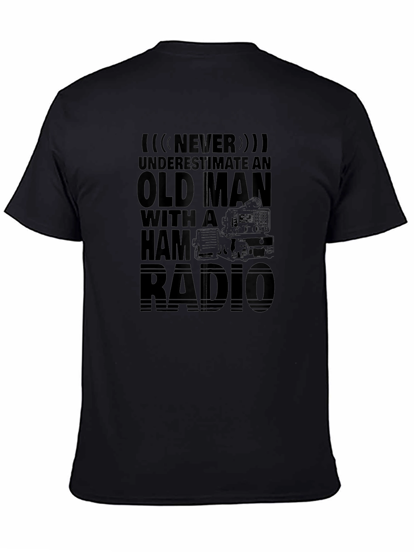 Old Man Ham Radio Black T-Shirt