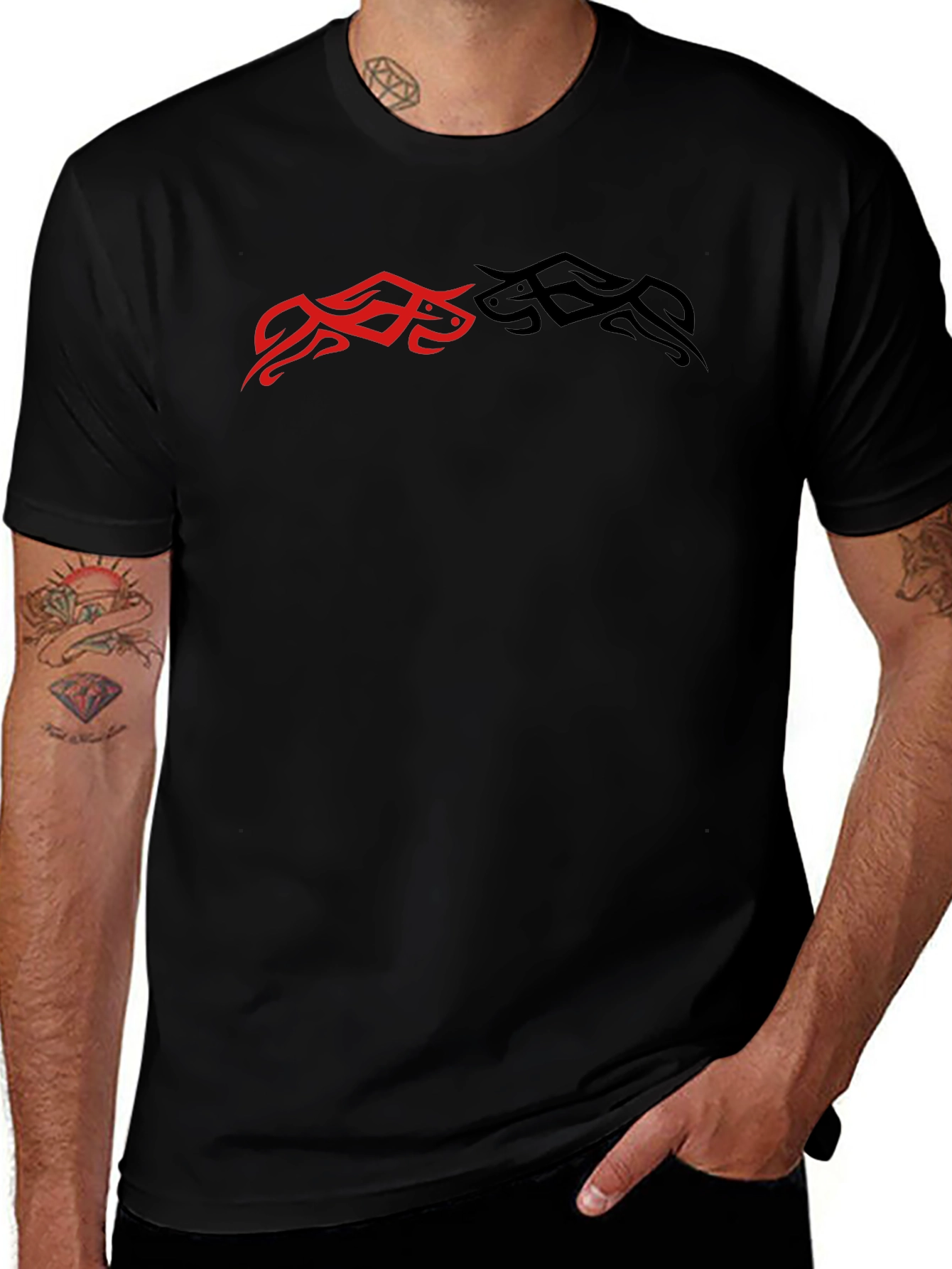 Tribal Bull Graphic Tee - Black