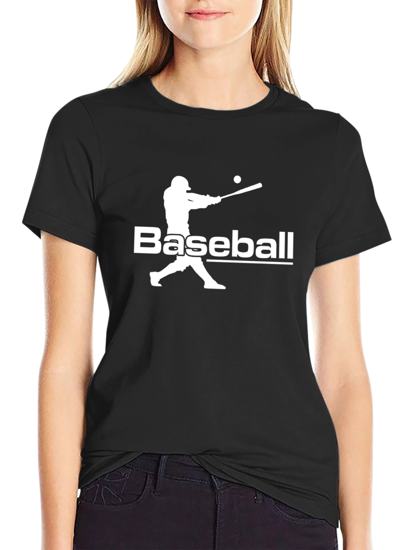 Baseball Silhouette Black T-Shirt