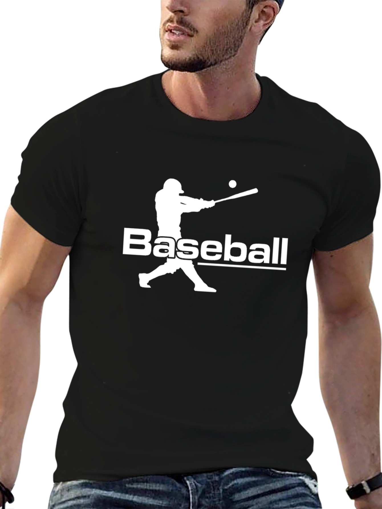 Baseball Silhouette Black T-Shirt
