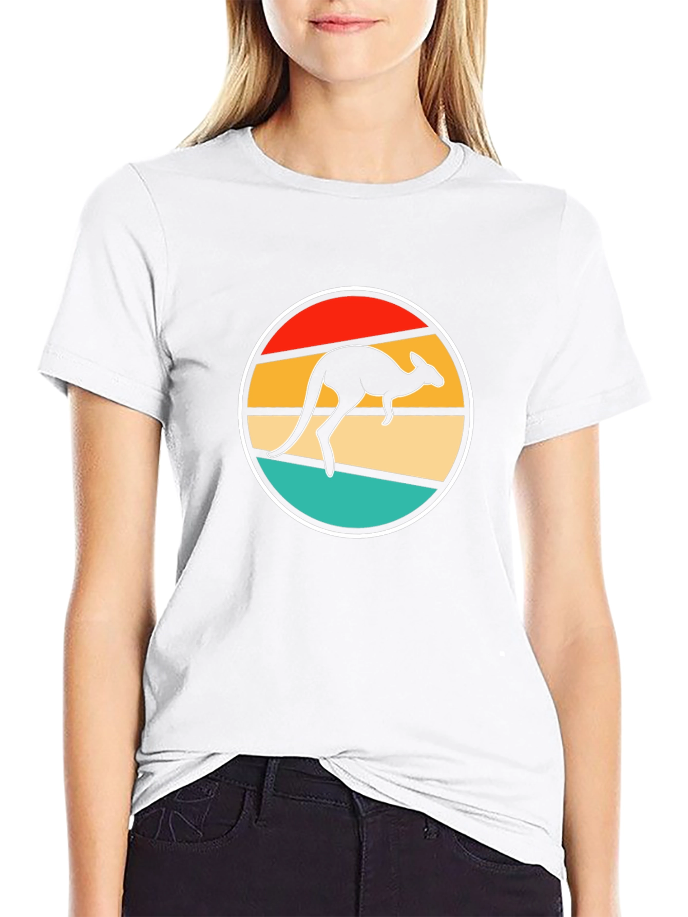 Retro Kangaroo T-Shirt - Black Novelty Tee