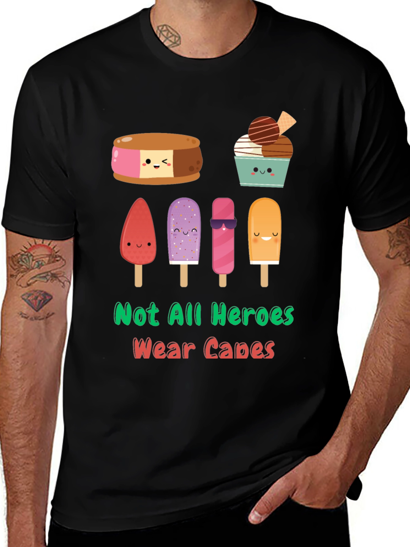 Dessert Heroes Graphic Tee - Funny Ice Cream T-Shirt