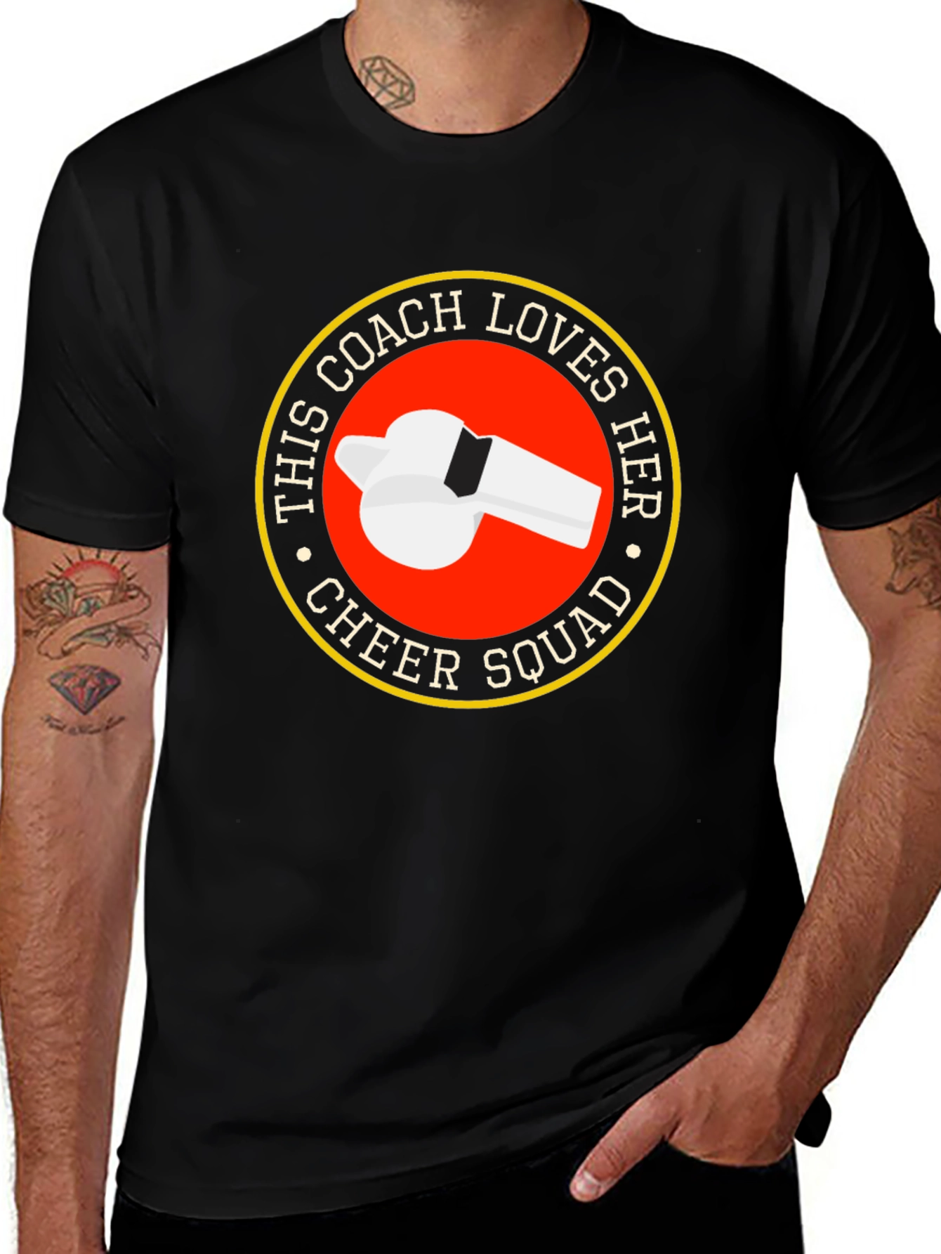 Cheer Squad Coach T-Shirt - Novelty Whistle Design