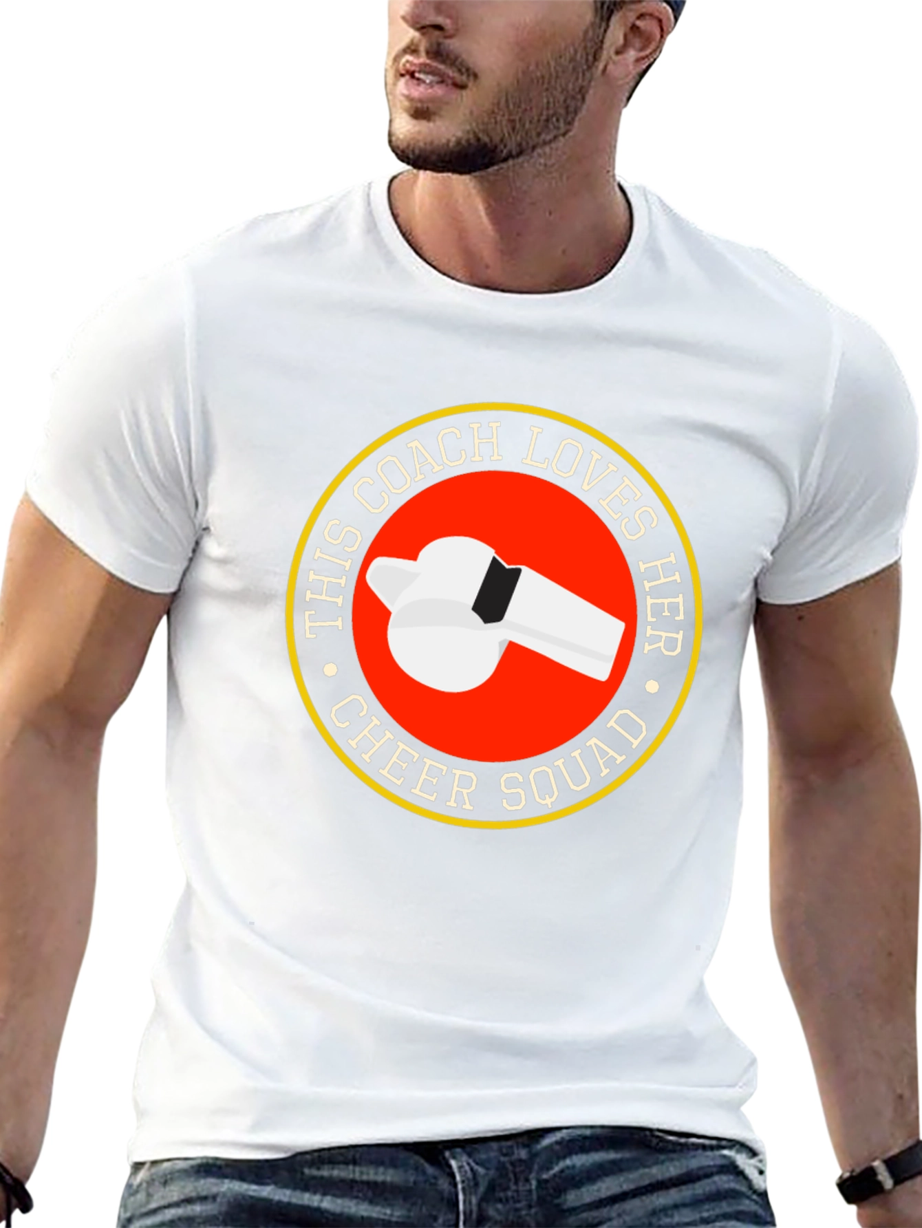 Cheer Squad Coach T-Shirt - Novelty Whistle Design