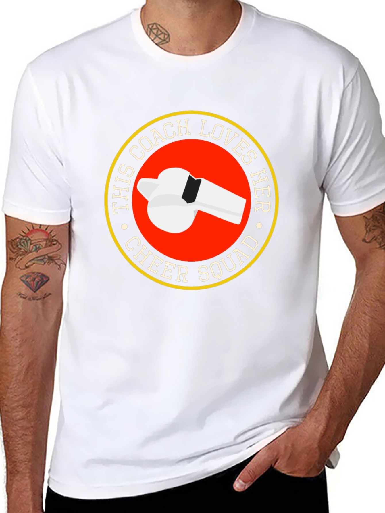 Cheer Squad Coach T-Shirt - Novelty Whistle Design