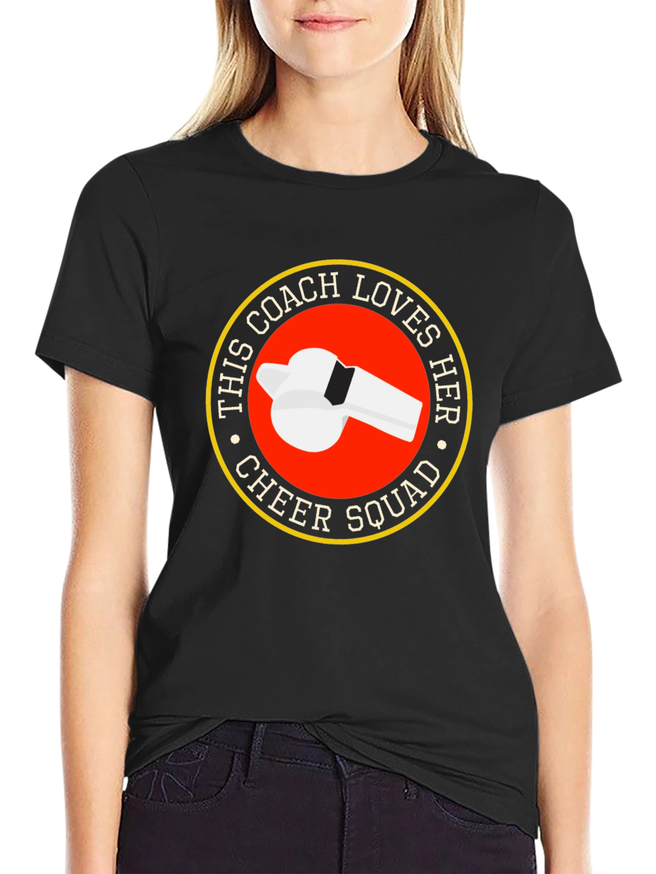 Cheer Squad Coach T-Shirt - Novelty Whistle Design