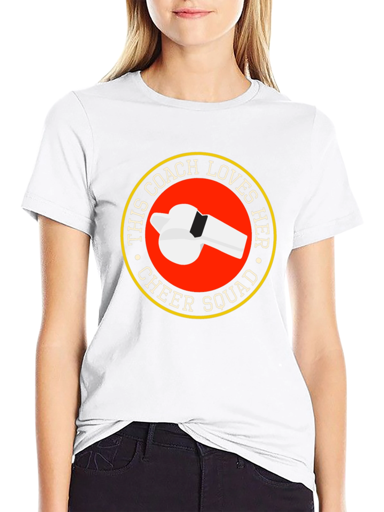 Cheer Squad Coach T-Shirt - Novelty Whistle Design