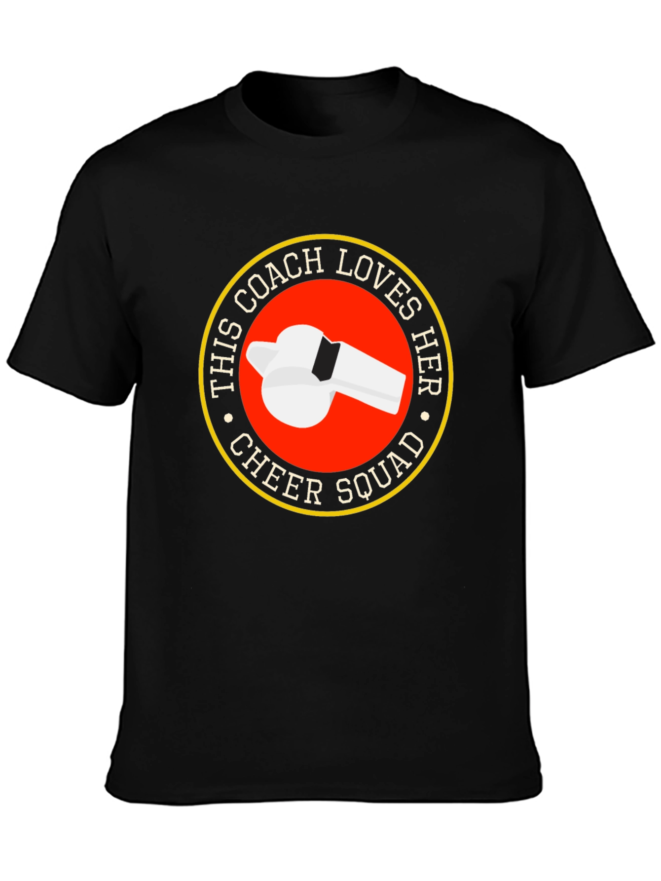 Cheer Squad Coach T-Shirt - Novelty Whistle Design