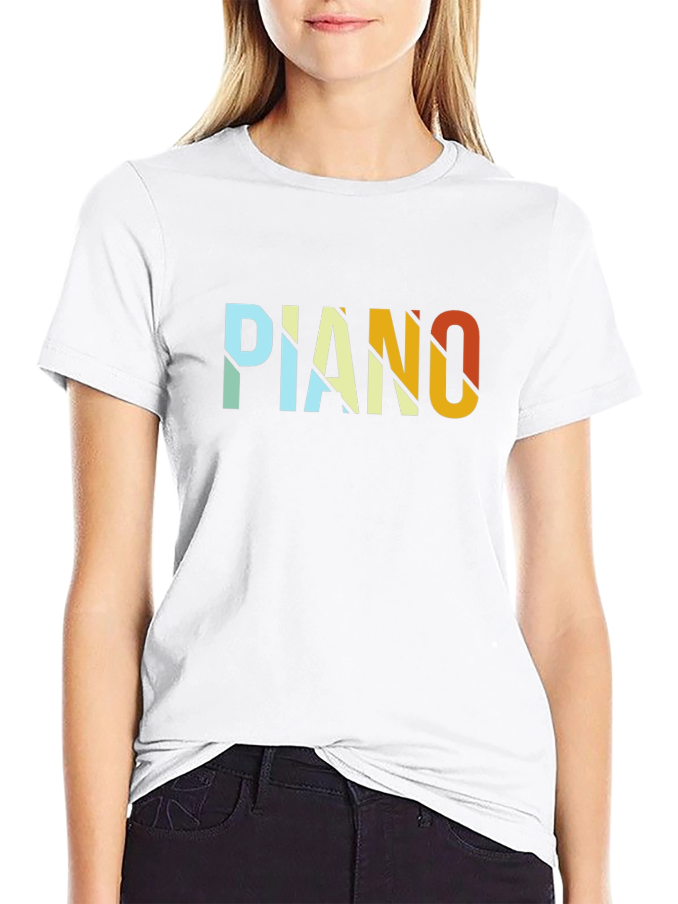 Retro Piano Graphic T-Shirt - Black