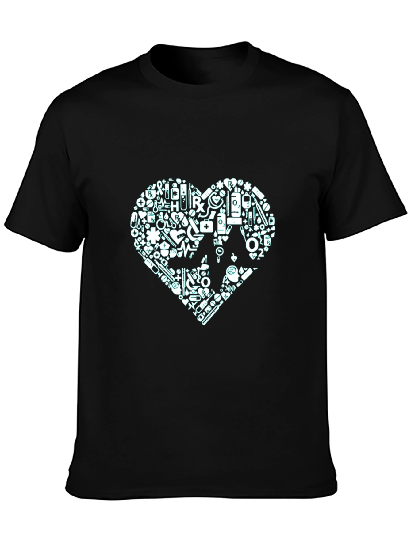 Medical Heart Graphic Tee - Black Casual T-Shirt