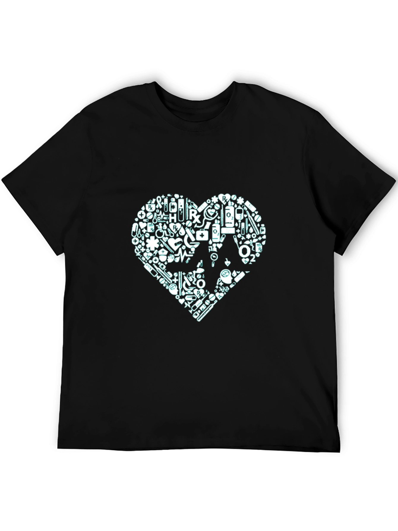 Medical Heart Graphic Tee - Black Casual T-Shirt