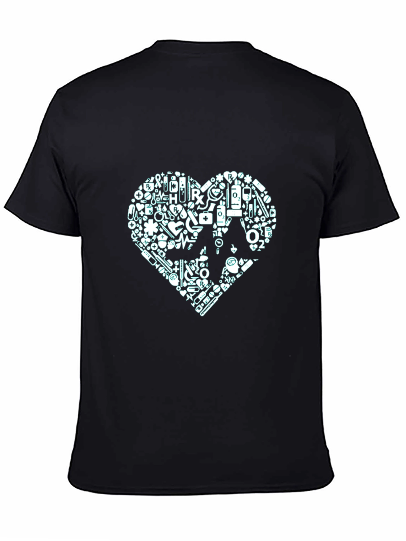 Medical Heart Graphic Tee - Black Casual T-Shirt