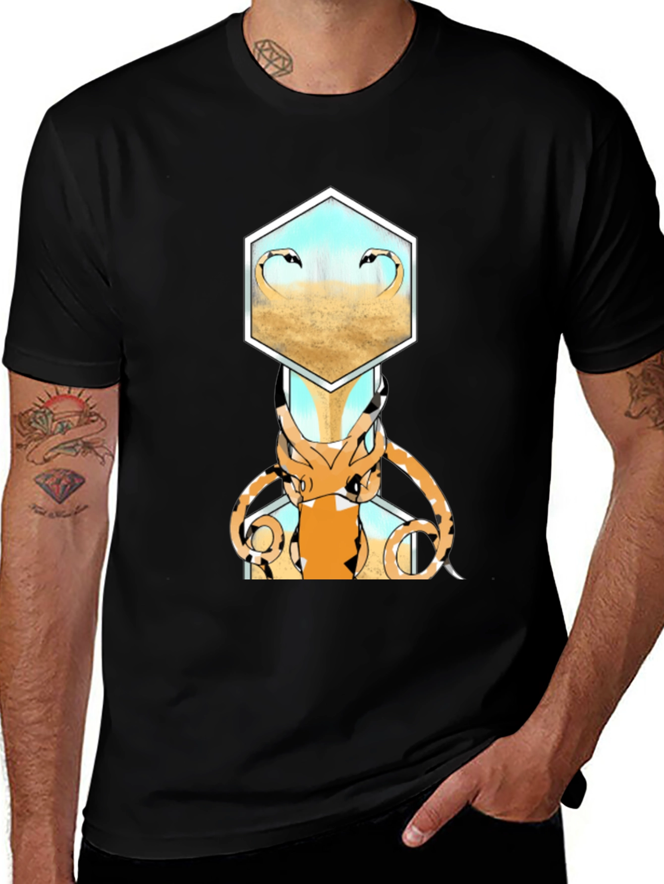 Flamingo Beach T-Shirt - Mens Black Tee