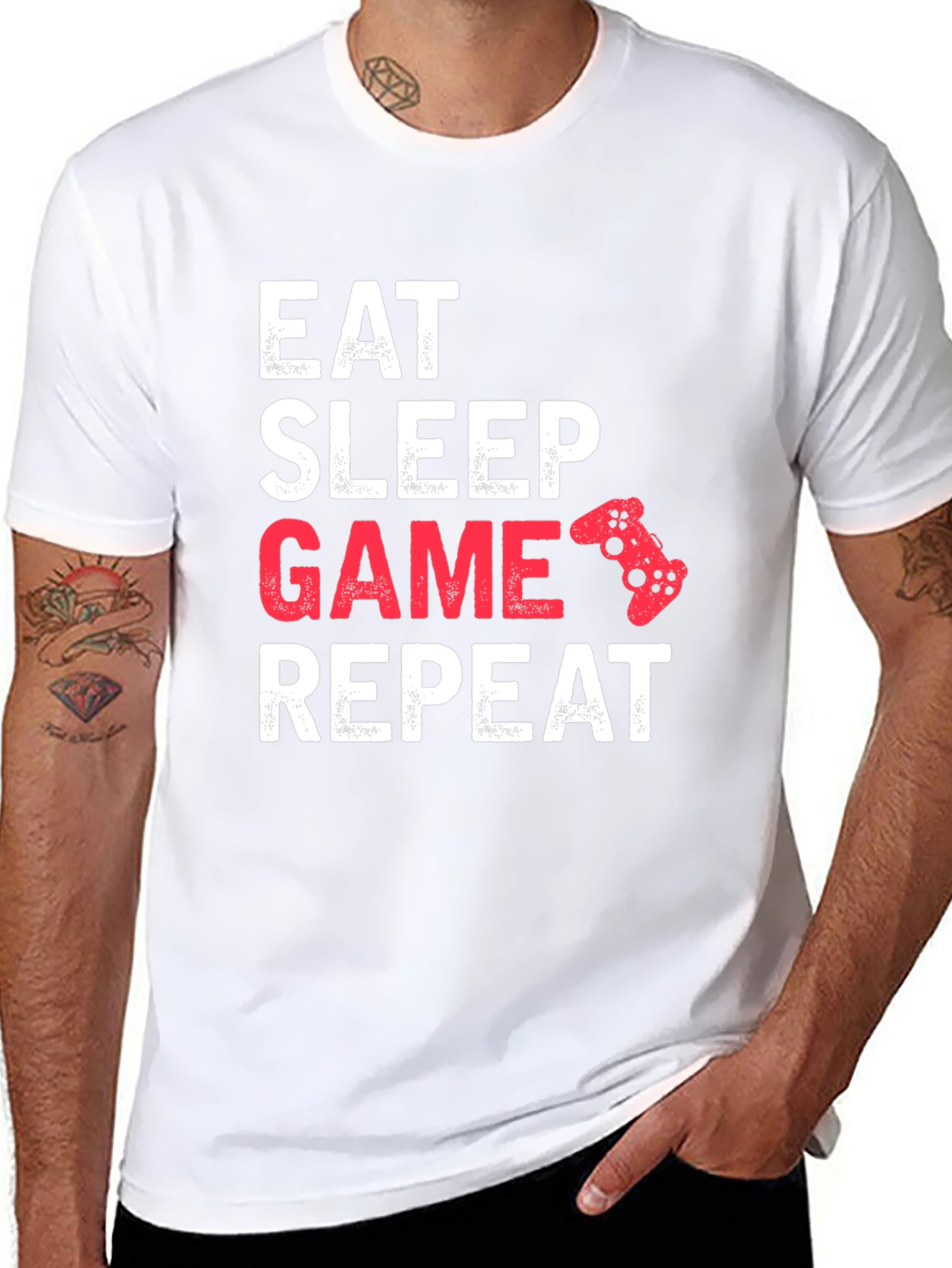 Eat Sleep Game Repeat Black T-Shirt
