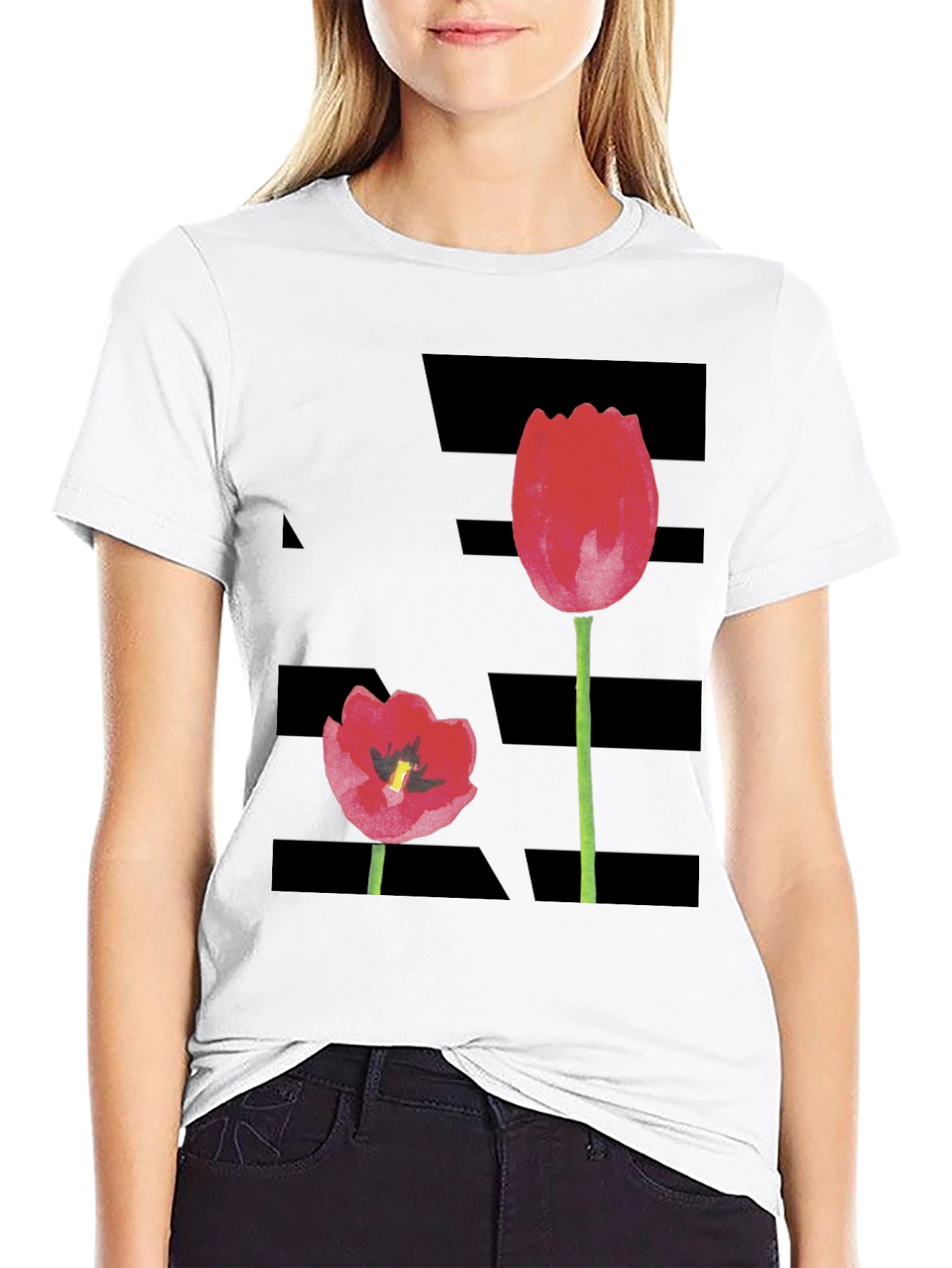 Tulip Graphic Black T-Shirt