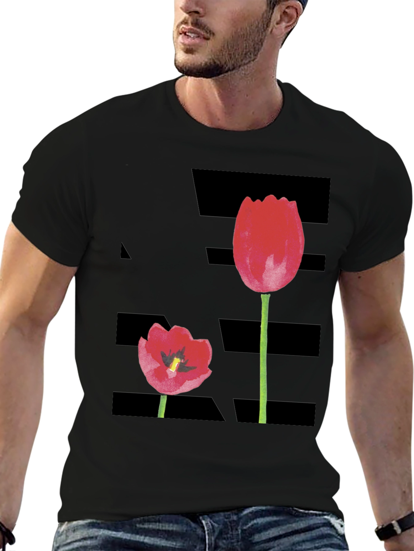 Tulip Graphic Black T-Shirt