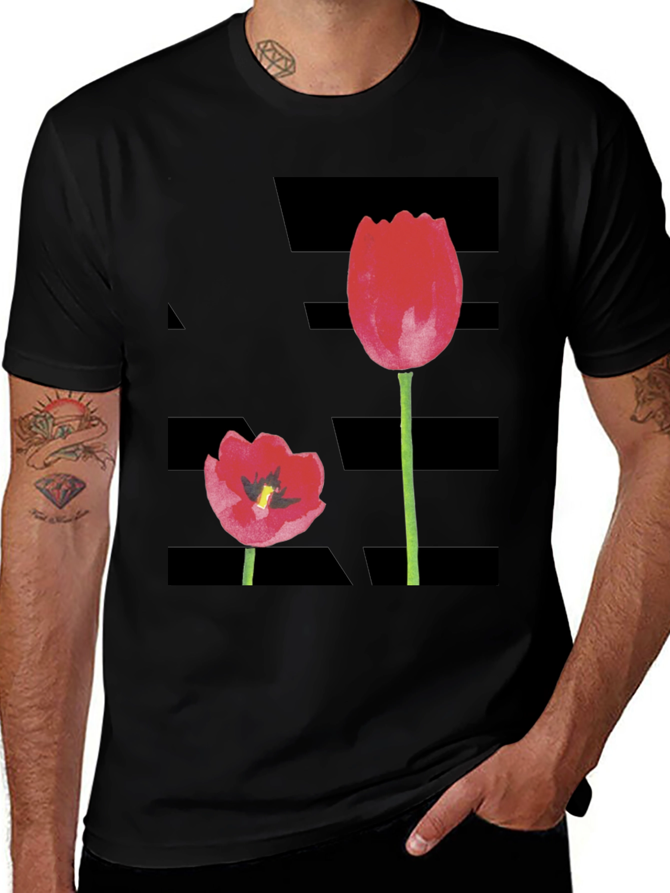Tulip Graphic Black T-Shirt