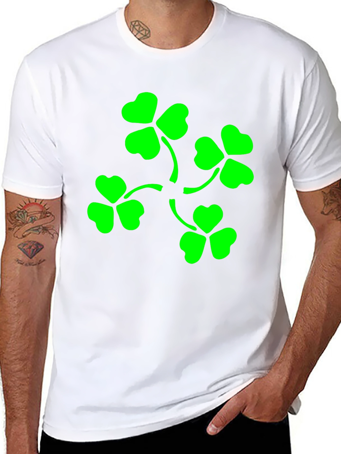 Lucky Clover T-Shirt - Green Shamrock Design
