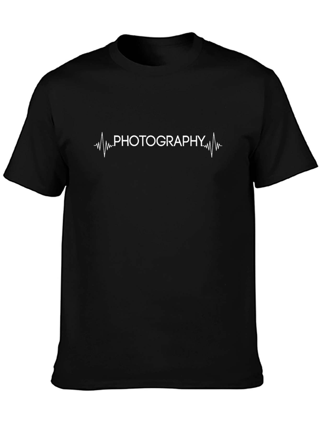 Photography Heartbeat Graphic Tee - Black Cotton T-Shirt