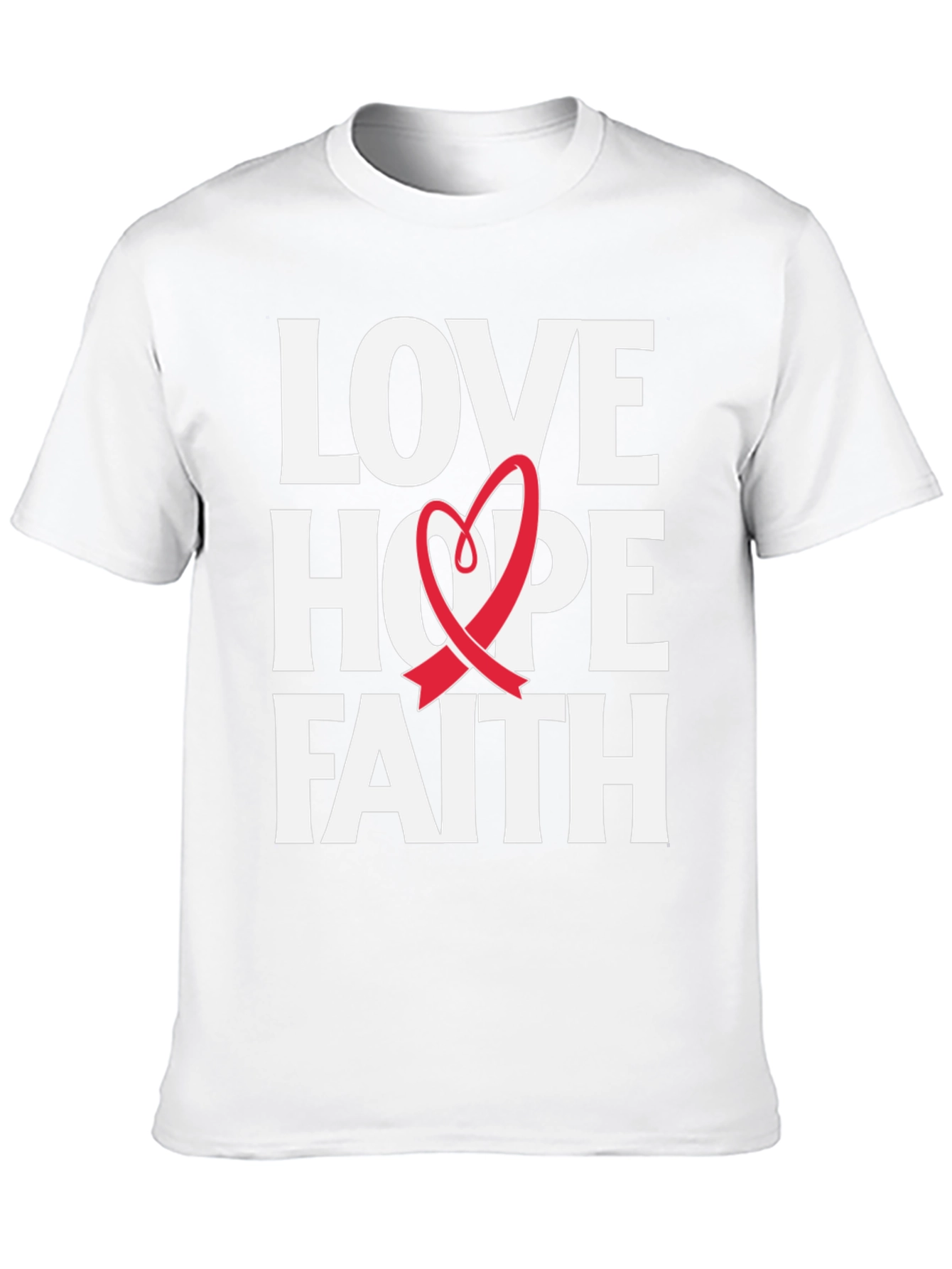 Love Hope Faith Ribbon Graphic T-Shirt