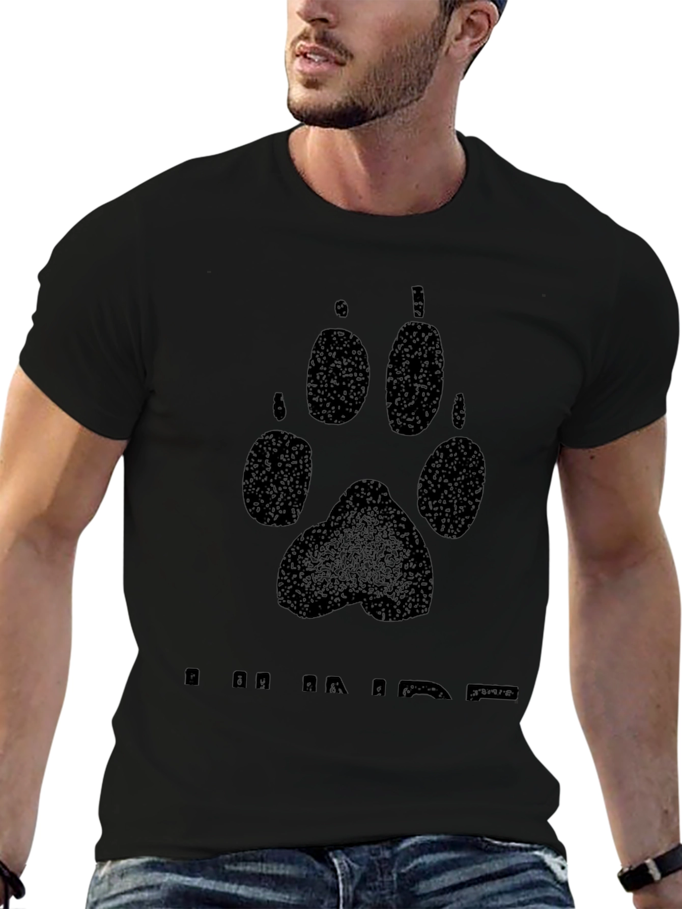 Black I Am Aware Paw Print Graphic Tee