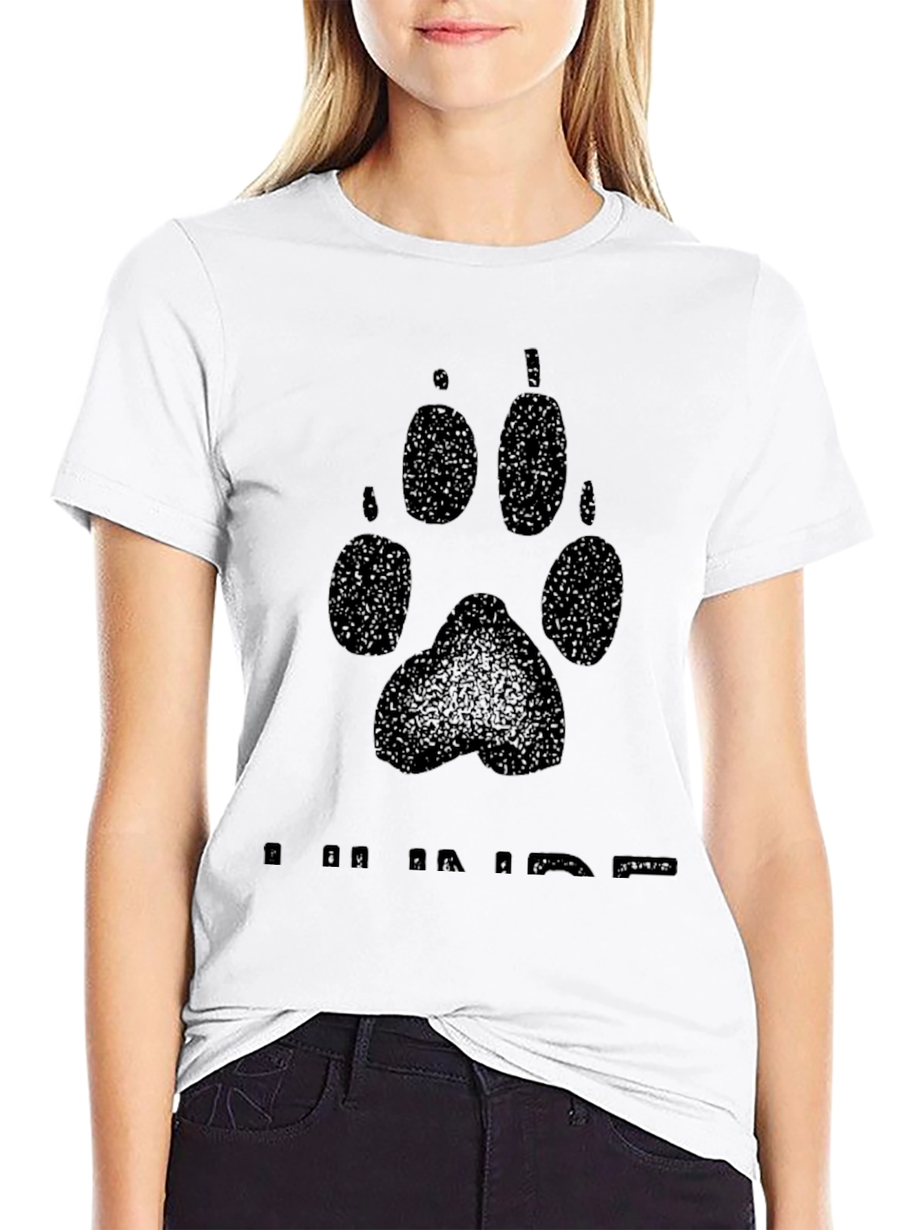 Black I Am Aware Paw Print Graphic Tee