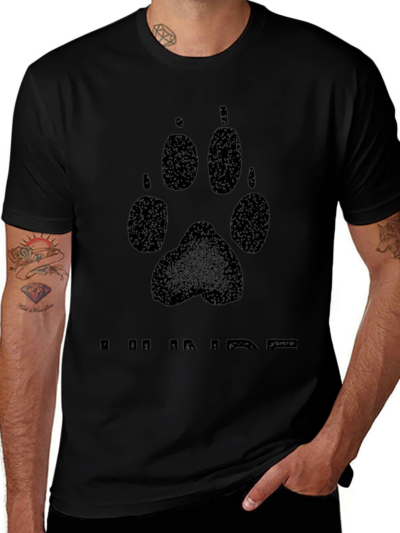 Black I Am Aware Paw Print Graphic Tee