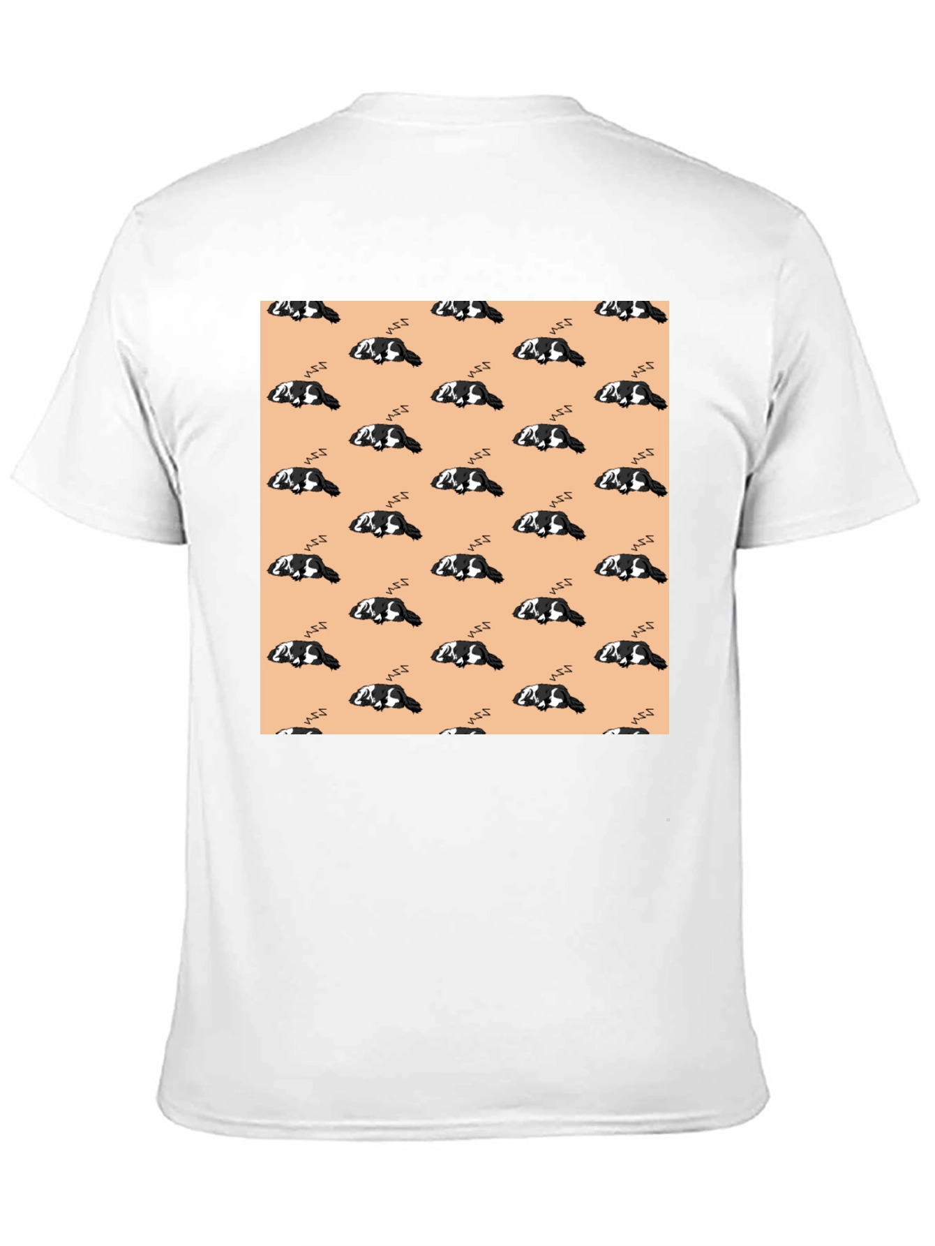Cute Sleeping Dog Pattern Black T-Shirt